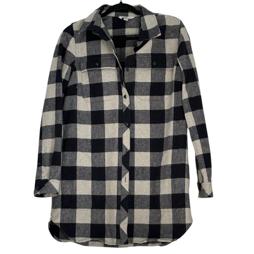 L.L. Bean Navy and Gray Plaid Shacket, S